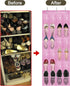 Over The Door Shoe Organizer - Space Saving Shoe Rack for Closet Door with 24 Pockets and Hook, Shoe Holder Back of Door Organizers for Shoes, Han...