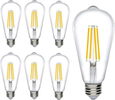 Bioluz LED 92 CRI Dimmable Edison Light Bulbs 800 Lumen Warm White 2700K 60W Replacement ST64 / ST19 / ST58 8.5W E26 Standard Base Title 20 High E...