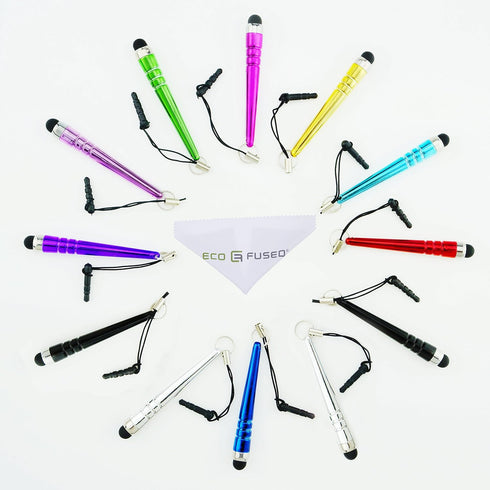 Stylus Pen Bundle 12 Pack/Short Stylus Pens with 3.5mm Jack Connector - Compatible with All Capacitive Touchscreen Devices - for iPad, iPhone, Sam...