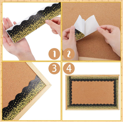 80 Feet Gold Confetti Bulletin Board Borders Bulletin Board Classroom Decorations Back to School Glitter Adhesive Bulletin Board Desk Locker Wall ...