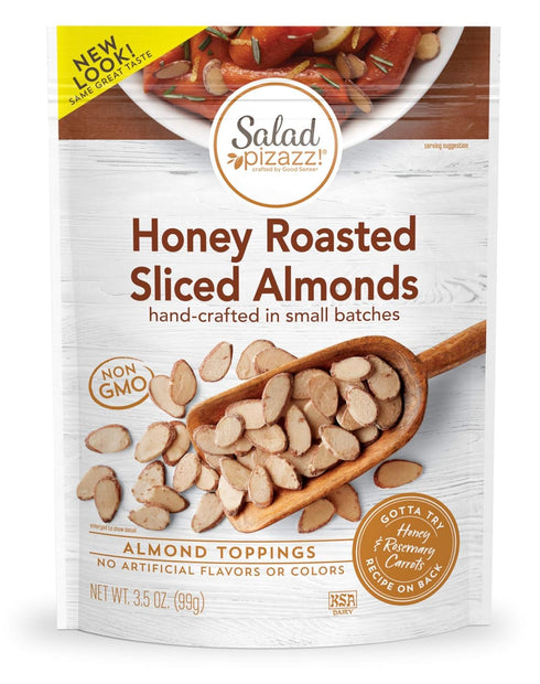 Salad Pizazz Almond Toppings Snack Mix and Salad Topping Resealable Bag, Honey Roasted, 3.5 Ounce...