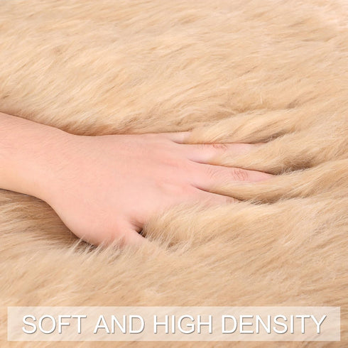 uxcell Faux Fur Round Rug,Fluffy Area Mat,Fluff Rugs for Bedroom Floor Sofa Living Room 3 x 3 Feet Khaki...