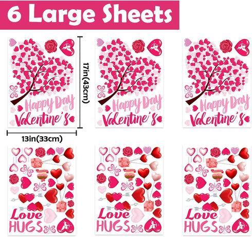 Ivenf Valentines Day Decorations Heart Window Clings Decor, Large Red Pink Heart Tree Cupid Valentines Day Decor for Kids Home School Office Class...
