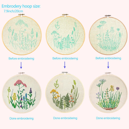 Bonroy Embroidery Kit for Beginners, 3 Sets embroidery Kit for Craft lover Handy stitch with Embroidery fabric with Pattern,full range accessories...