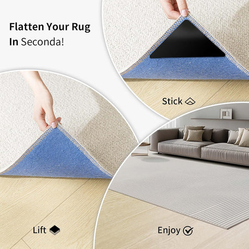 12PCS Non Slip Rug Grippers, Rug Pads Grippers, Rug Tape Anti Slip Carpet Pads Rug Corner Gripper for Hardwood Floors/Tile/Mats/Keep Area Rugs Fla...