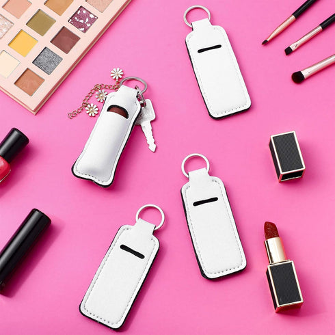Hicarer Sublimation Lipstick Holder Keychain Bulk Blank Lipstick Neoprene Clip-on Sleeve Travel Key Ring Holder...