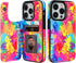 HAOPINSH for iPhone 14 Pro Wallet Case with Card Holder, Colorful Graffiti Pattern Back Flip PU Leather Kickstand Card Slots Case for Women Girls,...