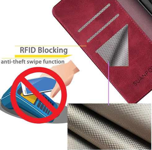 SUANPOT for Samsung Galaxy S22 with RFID Blocking Leather Wallet case Credit Card Holder,Flip Folio Book Phone case Shockproof Cover Women Men for...