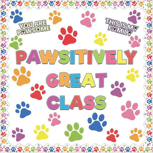 Paw Prints Bulletin Board Classroom Decorations Dog Paw Print Bulletin Board Supplies Pawsitively Great Class Bulletin Board Set Mini Paw Print Cu...