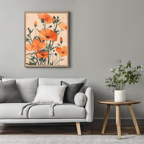 Posterizer 1 pcs-wild big orange flowers-minimalist design-Floral & Botanical Art-Abstract & Modern Art-Decor for Home & Office- UNFRAMED Wall Art...