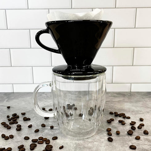 Ceramic Coffee Dripper Pour Over Ceramic Coffee Maker, Coffee Slow Brewing Accessories for Home, 1-4 Cup, Black...