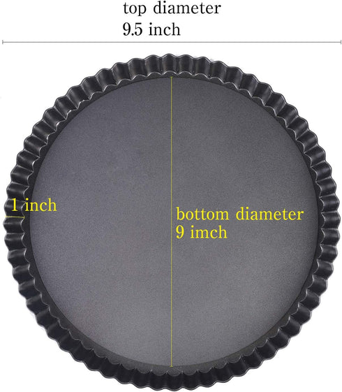 Tart Pan, 9 Inch Tart Pans, Non-Stick Removable Loose Bottom Carbon Steel 9In Tart Pan, The 9.5 Inches at the Top and 9 Inches at the Bottom, With...
