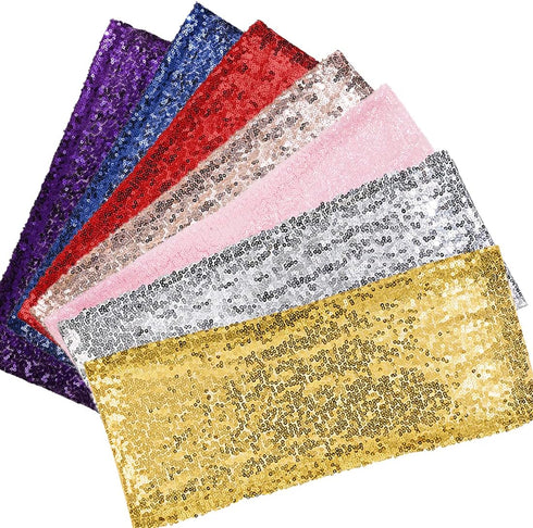 SquarePie Pack of 10 Sequin Chair Sashes Bands Shining Rose Gold Bows for Wedding Banquet Party Decor...
