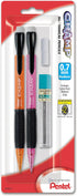 Pentel Champ Automatic Pencil with Lead and 2 Erasers, 0.7mm, Assorted Barrels, 2 Pack (AL17LEBP2)...