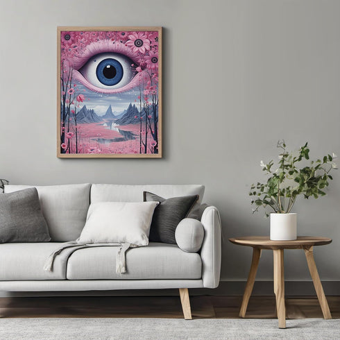 Posterizer 1 pcs-giant alien eye-pink girly wall art-Abstract & Modern Art-Fantasy & Fiction Art-Gift for Art Lovers-Decor for Home & Office- UNFR...