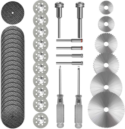 Cutting Wheel Set Compatible with Plastic 36pcs for Rotary Tool, HSS Circular Saw Blades 6pcs, Resin Cutting Discs 20pcs, 545 Diamond Cutting Whee...
