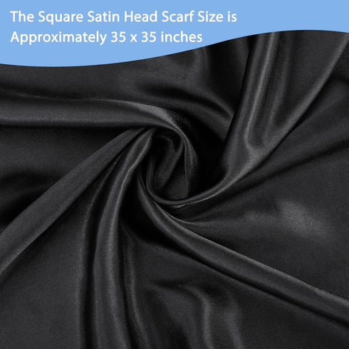 35" Large Square Satin Head Scarf, Silk Shiny Solid Color Head Scarves Sleeping Head Wraps for Women Hair Bandana...