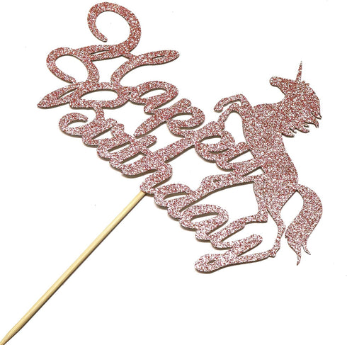 happy birthday cake topper rose gold glitter unicorn theme boy girl children birthday party cake decoration...