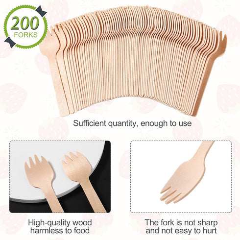 200 Pieces Wooden Forks Forks Disposable Mini Forks Small Sporks Bulk Appetizer Forks Cutlery Mini Utensils Cake Fork for Carnival Birthday Party ...