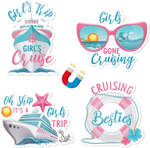 Cruise Door Decorations Magnetic - 4PCS Oh Ship It’s A Girls Trip Magnets, Girl Cruise Ship Car Cabin Refrigerator Magnet Decal, Cruising Magnetic...