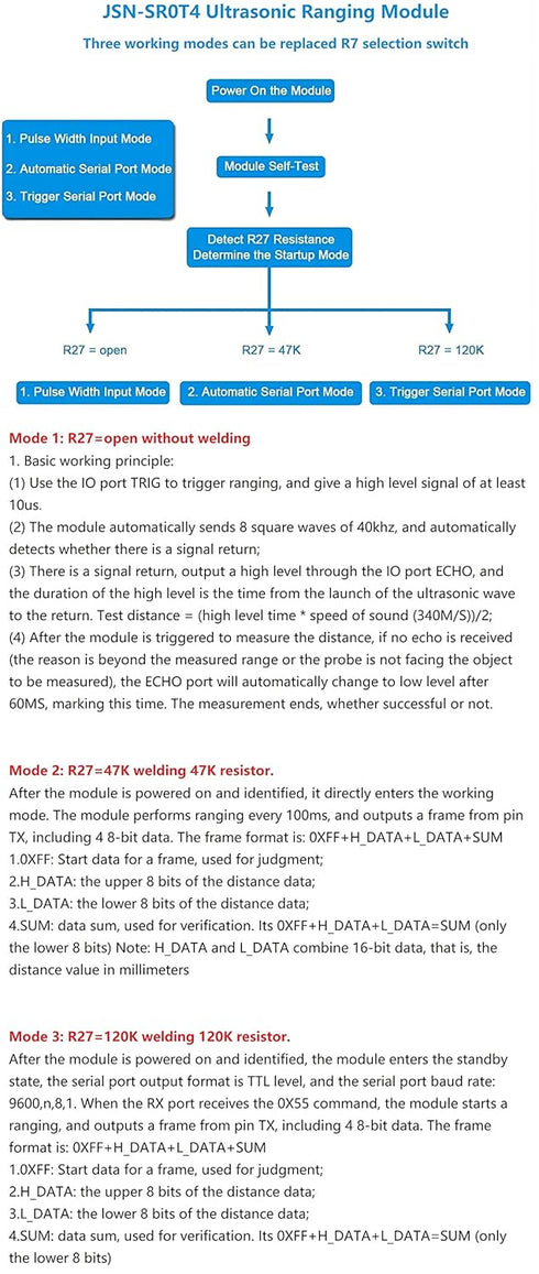 3Pcs JSN-SR04T Integrated Ultrasonic Distance Measuring Sensor Transducer Module Waterproof...