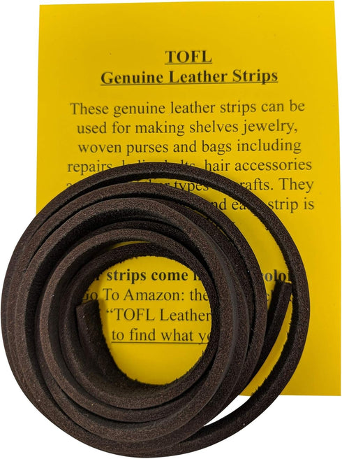 TOFL Genuine Top-Grain Leather Strap | 72 Inches Long | 3/8 Inch Wide | 1/8 Inch Thick (7-8 oz) | 1 Leather Strip for DIY Arts & Craft Projects, C...