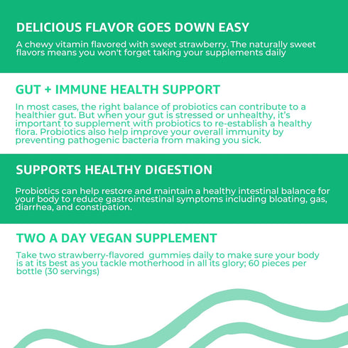Baby Blues: Organic Probiotic Gummy Vitamins for Moms - Strawberry - 5 Billion CFU...