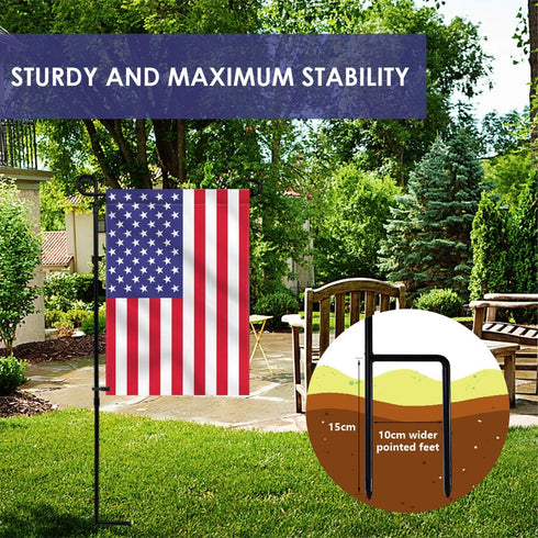 YEAHOME Garden Flag Holder Stand, Premium Yard Flag Holder Weather-Proof Metal Powder-Coated Flagpole with Clip and Stopper for Christmas Garden F...