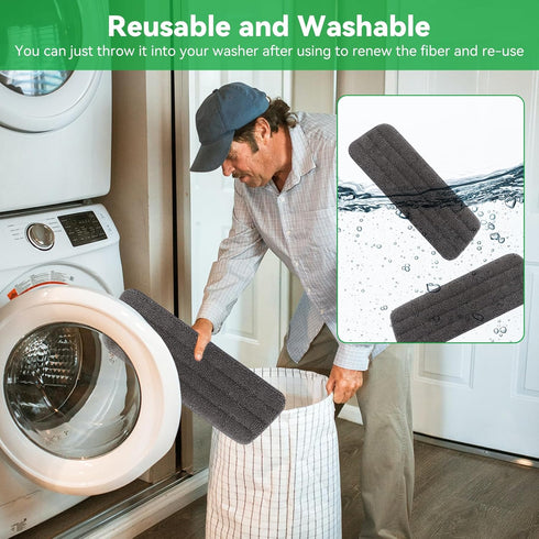 16.5 Inch Flat Mop Refills: 10 Pack Upgraded Microfiber Replacement Mop Pads for Floor Cleaning - Reusable Flat Replacement Mop Refills Heads for ...