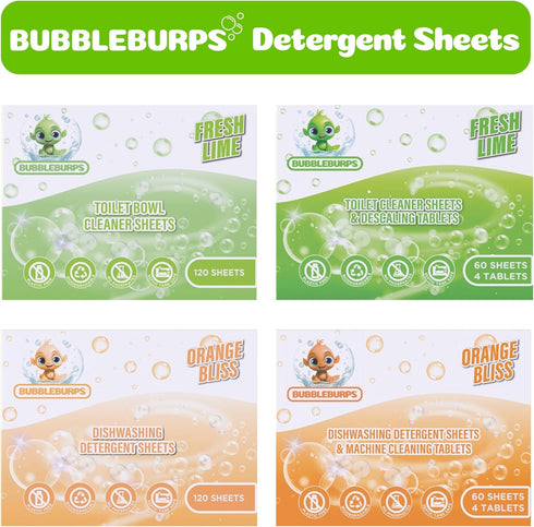 Toilet Bowl Cleaner Strips & Bathroom Descaler Tablets COMBO, 60 Toilet Cleaner Sheets & 4 Toilet Ring Remover Tablets, Biodegradable, Plastic Fre...
