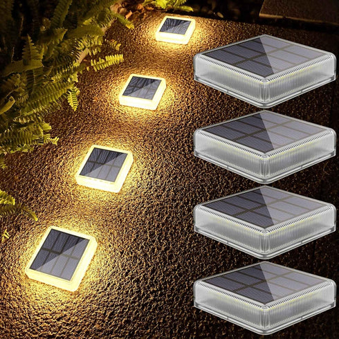 Solar Deck Lights Solar Powered,Solar Stair Lights Outdoor Waterproof,Solar Step Lights Auto ON/Off,Solar Lights Stick on Garden,Patio,Concrete Pa...