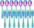 LIANYU 14-Piece Kids Silverware Set, Rainbow Toddler Utensils Flatware Set, Stainless Steel Child Preschooler Cutlery Set, Includes 7 Kids Spoons,...