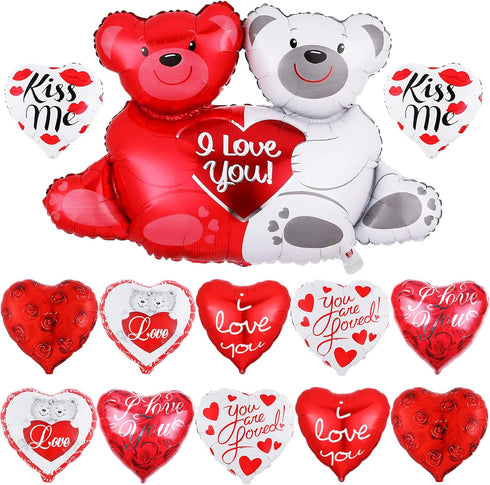 KatchOn Big Teddy Bear Balloons Set - 40 Inch, Pack of 13 | I Love You Balloons for Love, Anniversary, Romantic Special Night | Engagement Party D...