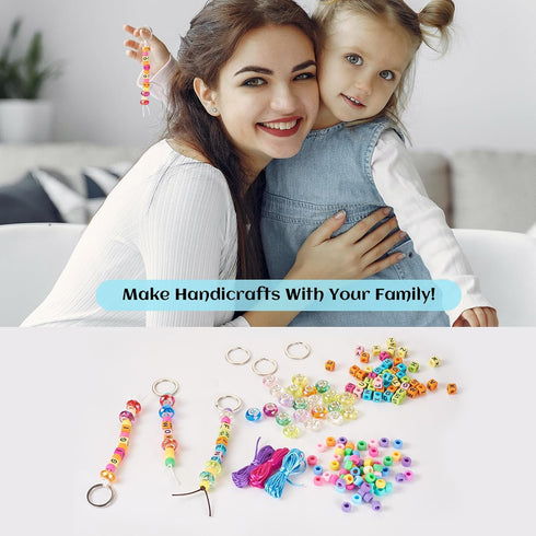 Beadthove DIY Letter Bead Keychain Making Kit Adjustable Acrylic Cube Letter Beads Strings Large Hole Pony Beads Key Ring Bracelet Jewelry Making ...