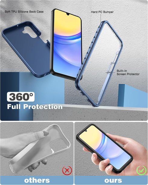FNTCASE for Samsung Galaxy A15-5G Case: Phone Case with Built-in Screen Protector Protective Silicone Cell Phone Cover Rugged Shockproof Full Prot...