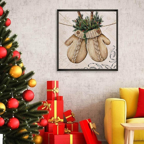 RUIHA Christmas Diamond Painting Kits,Winter Diamond Art Kit for Adults,5D Gloves Paint with Diamond Full Drill for Parents-Children Interrction,W...
