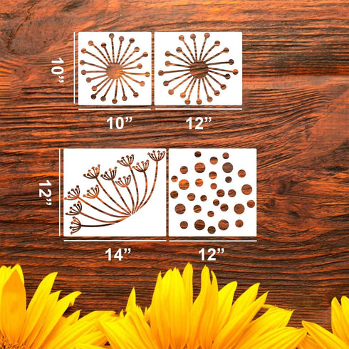Flower Stencils for Garden Fence Large Flower Stencil for Wall 14” Dandelion Butterfly Templates for Painting on Wood Furniture...