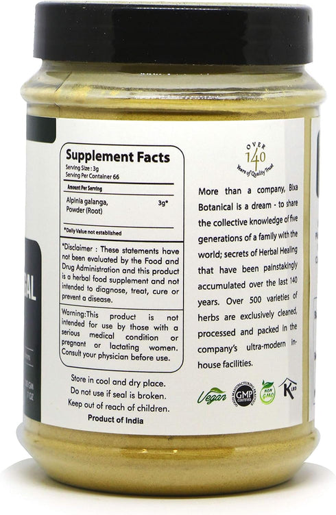 bixa BOTANICAL Greater Galangal Root Powder | (Kulinjan/Alpinia Galanga) 200 gm (7 Oz), Herbal Supplement Supports Healthy Stomach and Respiratory...
