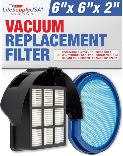 Vacuum Filter Replacement + Exhaust HEPA Kit Compatible with Hoover T-Series WindTunnel Bagless Upright Vacuum Cleaners, # 303173001 and 303172002...