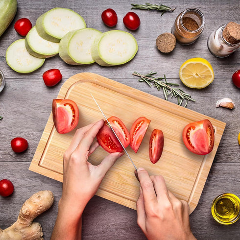 11.5"x 8" Small Bamboo Wood Cutting Board, Lightweight Wooden Fruit Cutting Board for Home....