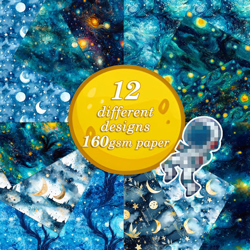 Galaxy Pattern Scrapbook Paper 12x12,30x30cm Starry Sky Specialty Paper Scrapbooking Cardstock Paper Pack,Junk Journal Craft Paper,Designer Paper ...