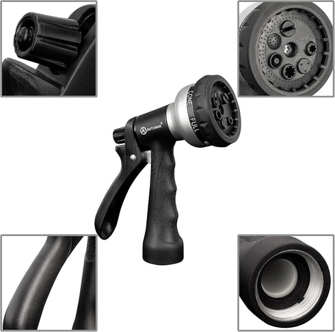 AUTOMAN-Garden-Hose-Nozzle, ABS Water Spray Nozzle, 7 Adjustable Watering Patterns, Slip Resistant for Watering Plants, Lawn& Garden, Washing Cars...