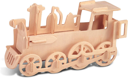 Puzzled 3D Puzzle Rolling Locomotive Train Wood Craft Construction Model Kit, Fun & Educational DIY Wooden Toy Assemble Unfinished Crafting Hobby ...