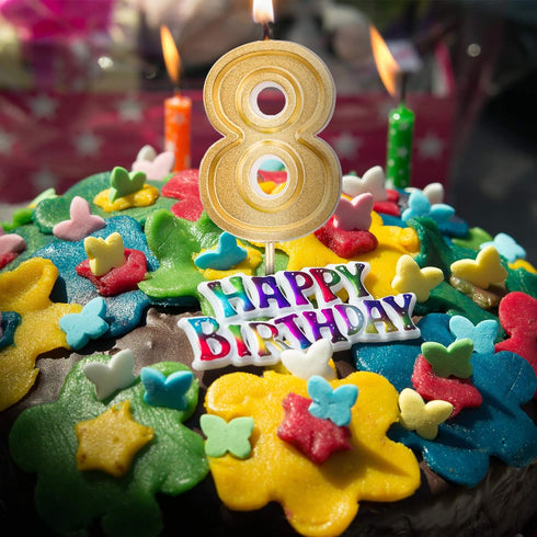 Luter 2.76 Inches Large Birthday Candles Gold Glitter Birthday Cake Candles Number Candles Cake Topper Decoration for Wedding Party Kids Adults (0...
