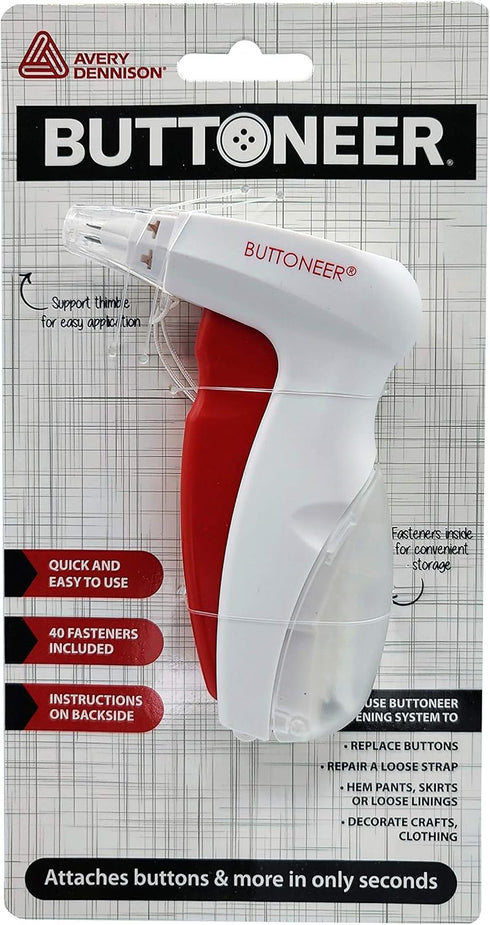 Buttoneer Button Fastening System - NEW and Improved! - Attaches Buttons & More in Seconds - No Sewing Necessary & Works on Most Fabrics...