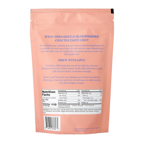 Chamberlain Coffee Gentle Hummingbird Chai Mix - Warm, Aromatic Vegan Chai with Oat Milk, Vanilla & Spices - Hot or Iced Instant Chai Latte - 10oz...