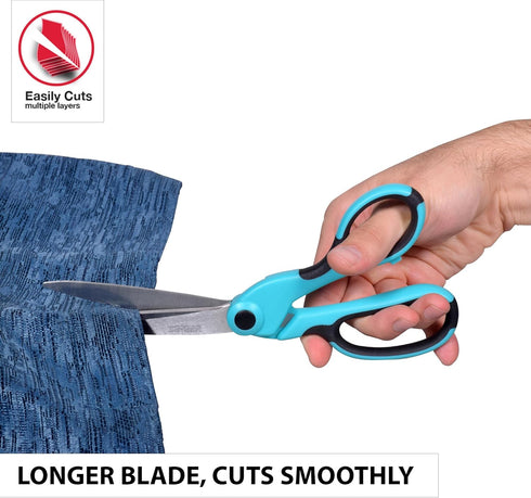 SINGER 00562 9-1/2-Inch ProSeries, Heavy Duty Bent Sewing Scissors, Teal - For Cutting Fabric, Denim, Paper & More (Three-Pack)...