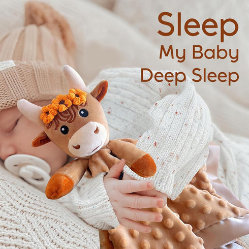 Girl Highland Cow Baby Security Blanket Loveys for Babies Girls, 16" Soft Baby Lovey Blanket, Baby Snuggle Stuffed Animals Blankie, Baby Girls Gif...