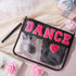 Hillban 2 Pcs Dance Theme Gifts Chenille Letter Bags Dance Preppy Patch Makeup Bag Flat Clear Pouch PVC Organizer Purse Waterproof Travel Cosmetic...