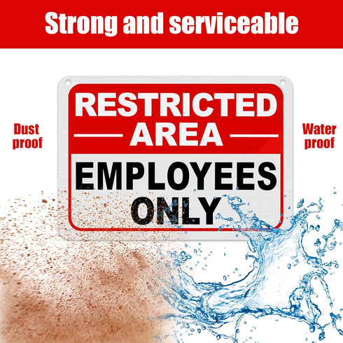 4 Pcs Restricted Area Employees Only Sign 10 x 7 Inches Do Not Enter Sign with 4 Pre Drilled Holes Reflective Warning Signs Rust Free Easy to Moun...